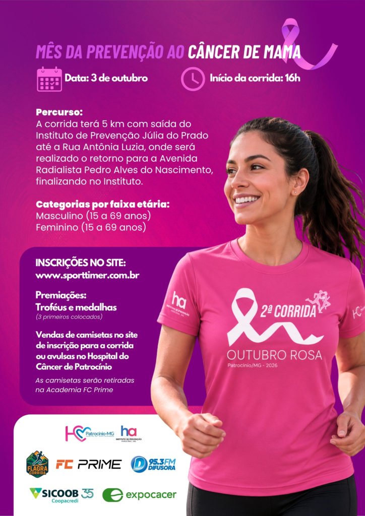Cartaz Corrida outubro Rosa Hospital do Câncer de Patrocinio